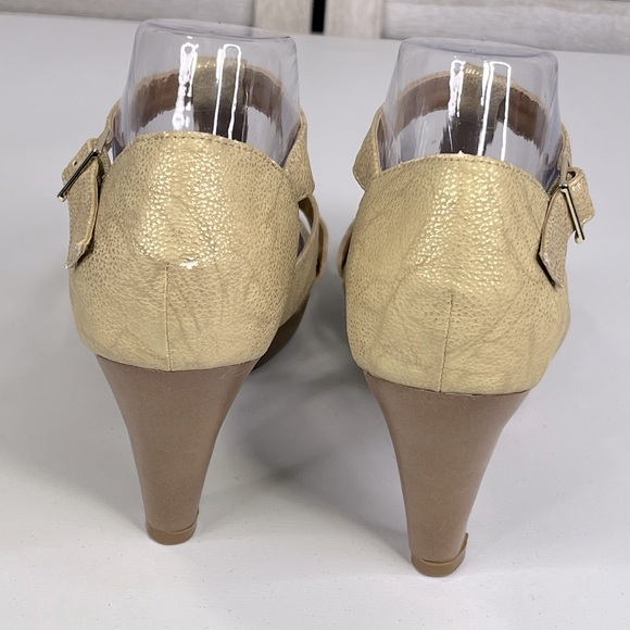 AVENUE Chrissy Vegan Leather Strappy Heels Gold-9W - Picture 4 of 9